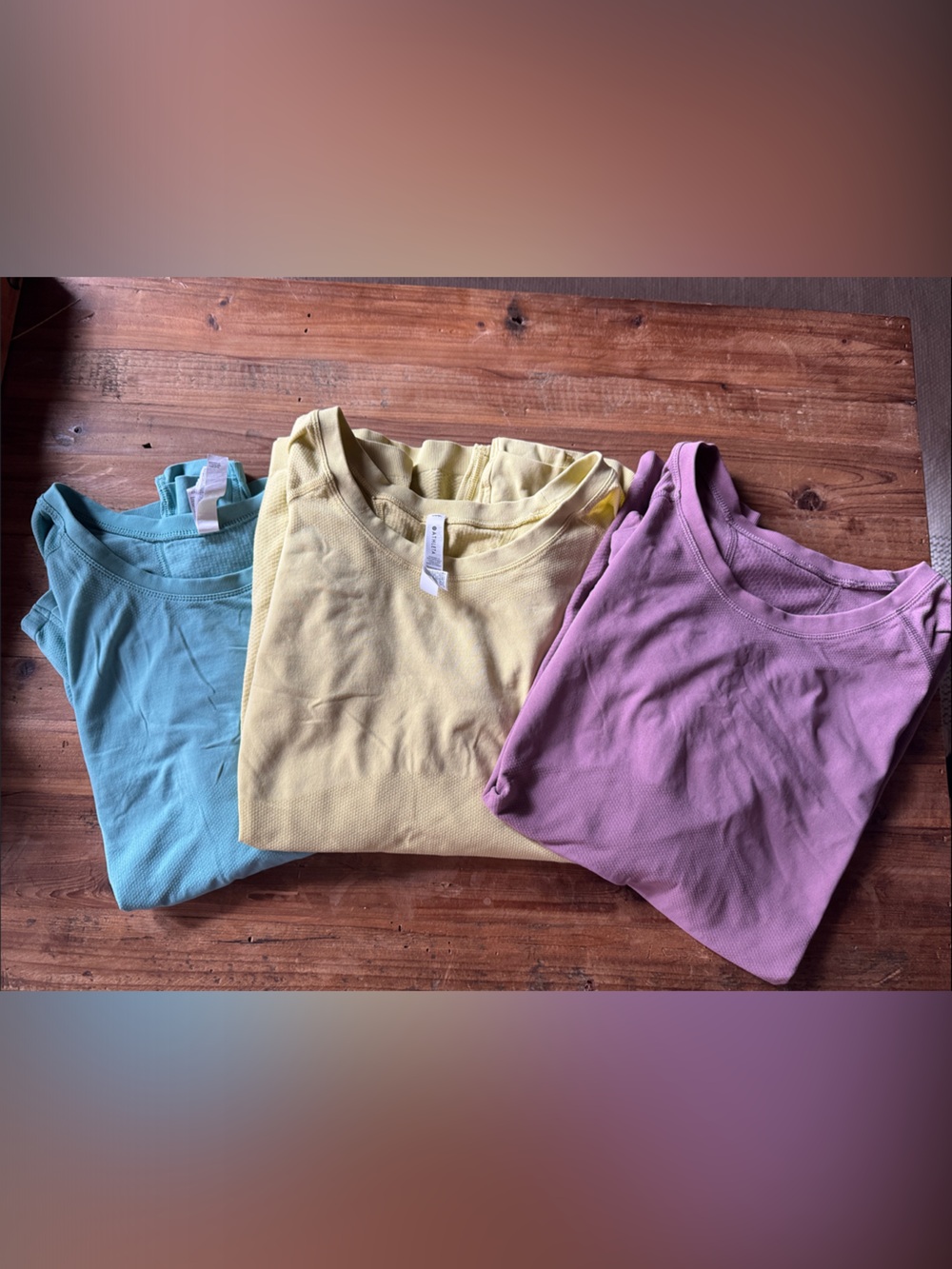 Athleta Momentum Top 3-Piece Bundle in Dusty Jade, Lemon Lime and Mauve